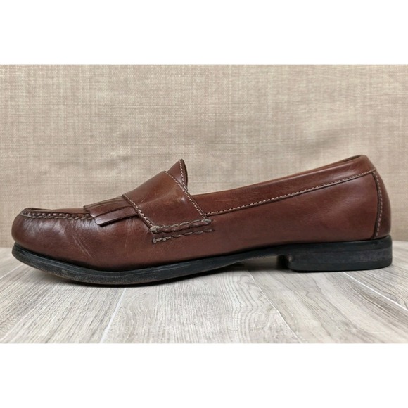 Vintage Cole Haan Men\'s Kiltie Monk Strap Fringe Brown Dress Shoes Loafers 11 D main image 8
